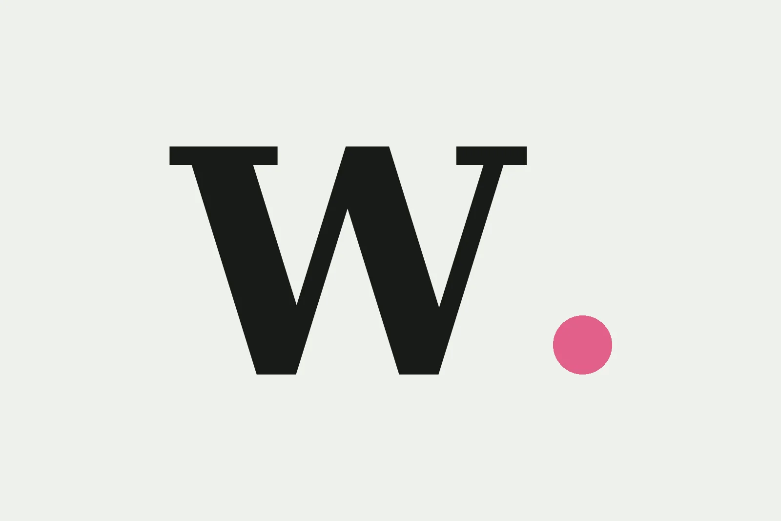 A large serif letter W with a pink period, representing the Wikipedia entry every brand wants